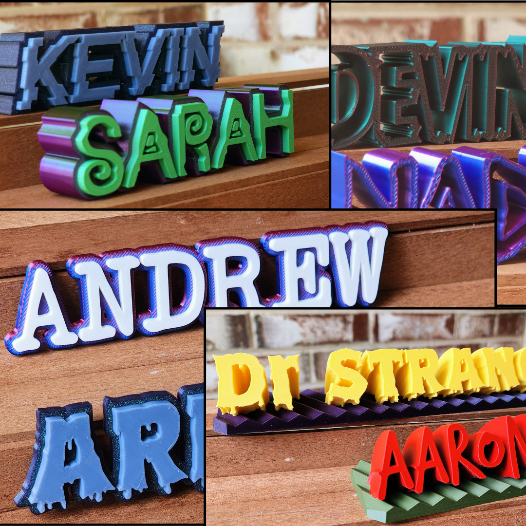 Custom 3D Printed Text Products