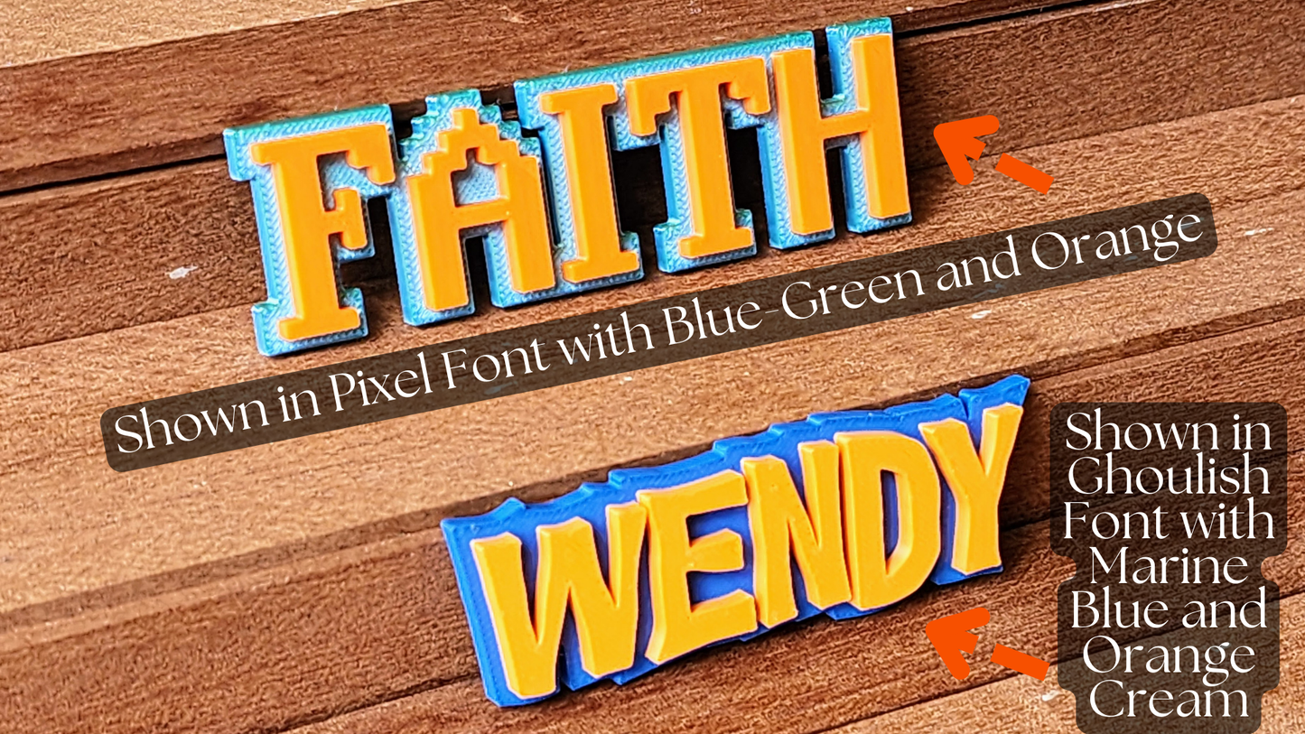 Custom 3D Name Plate, Title, or Text Displays - 2 Color Flat Version