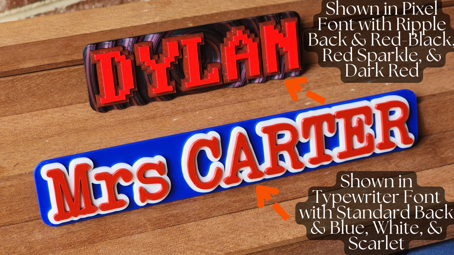 Custom 3D Name Plate, Title, or Text Displays - 3 Color Flat Version