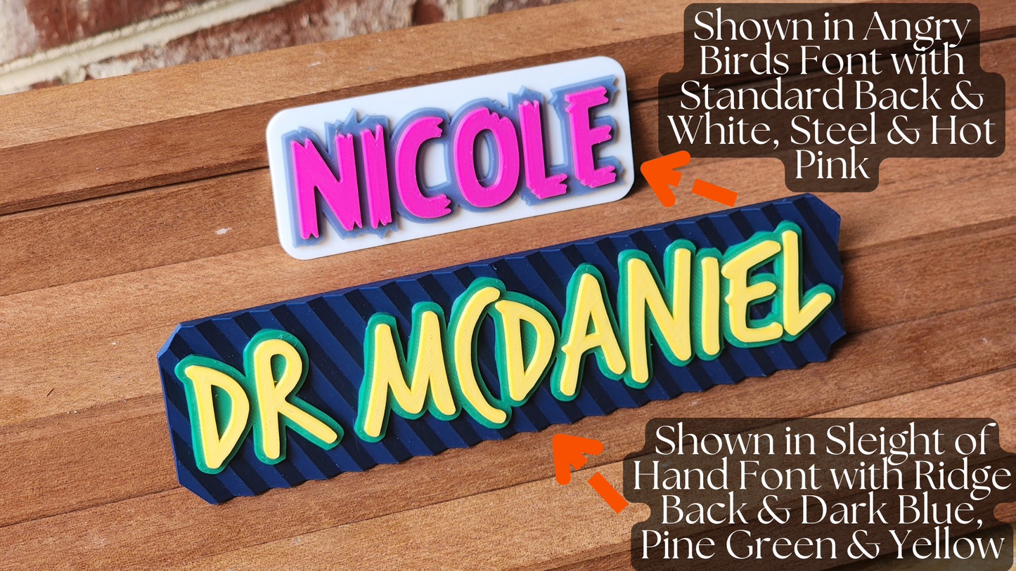 Custom 3D Name Plate, Title, or Text Displays - 3 Color Flat Version